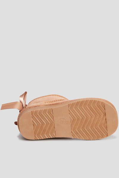 Bottines fourrées avec noeud camel fille