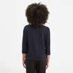 T-shirt manches 3/4 col rond coton bleu foncé femme