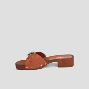 mules sabots a boucles en cuir creeks marron femme Mules sabots à boucles en cuir Creeks marron femme