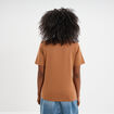 T-shirt col rond manches courtes coton marron clair femme
