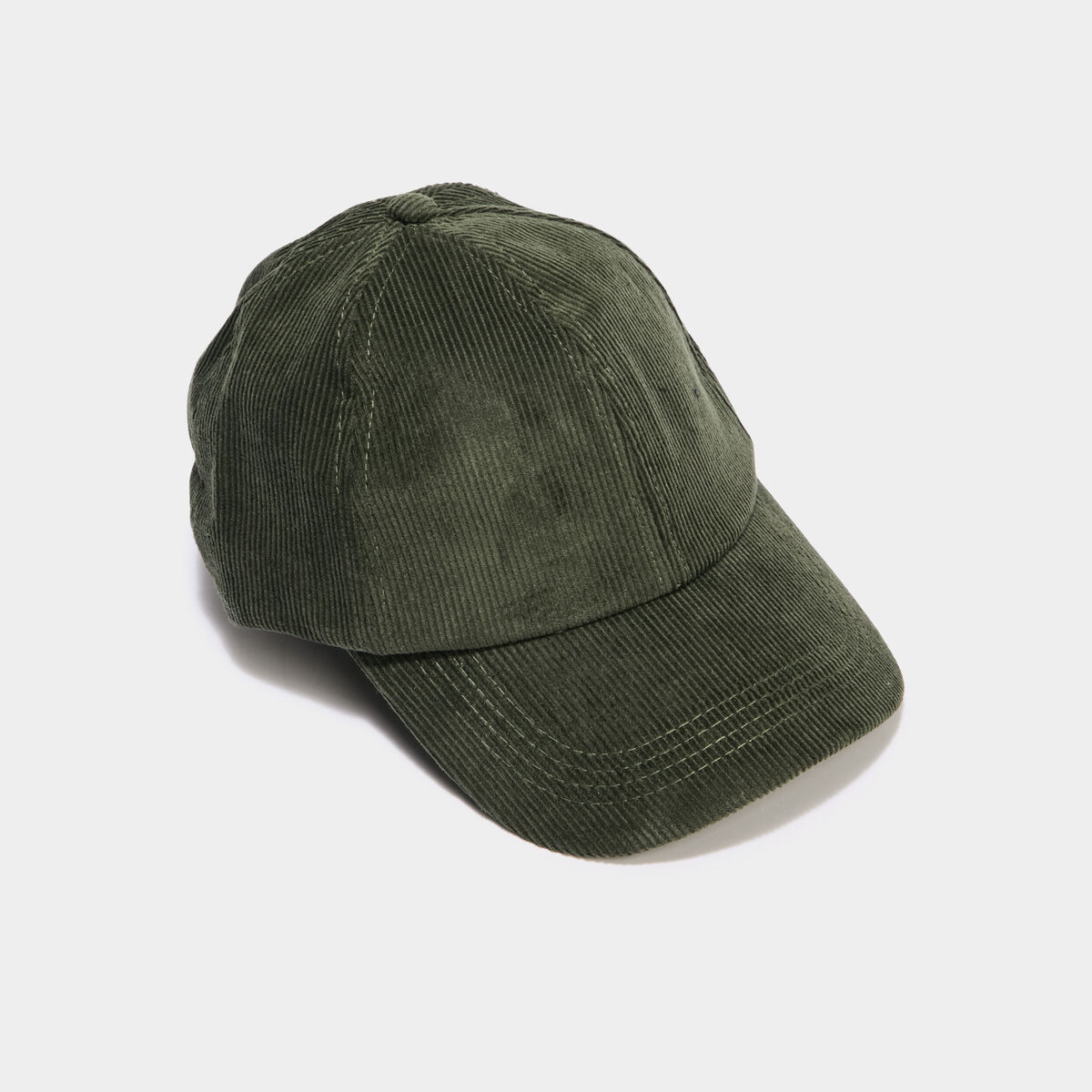 Casquette effet velours c&ocirc;tel&eacute; vert kaki homme
