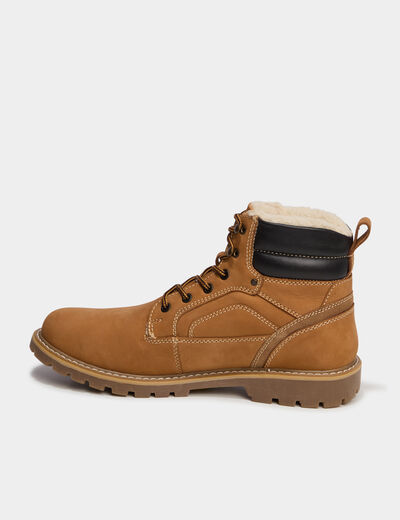 Bottines montantes &agrave; lacets en cuir marron clair homme