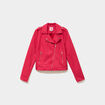 Veste biker en su&eacute;dine ajust&eacute;e rose cerise femme