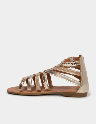 Sandales spartiates jaune or fille