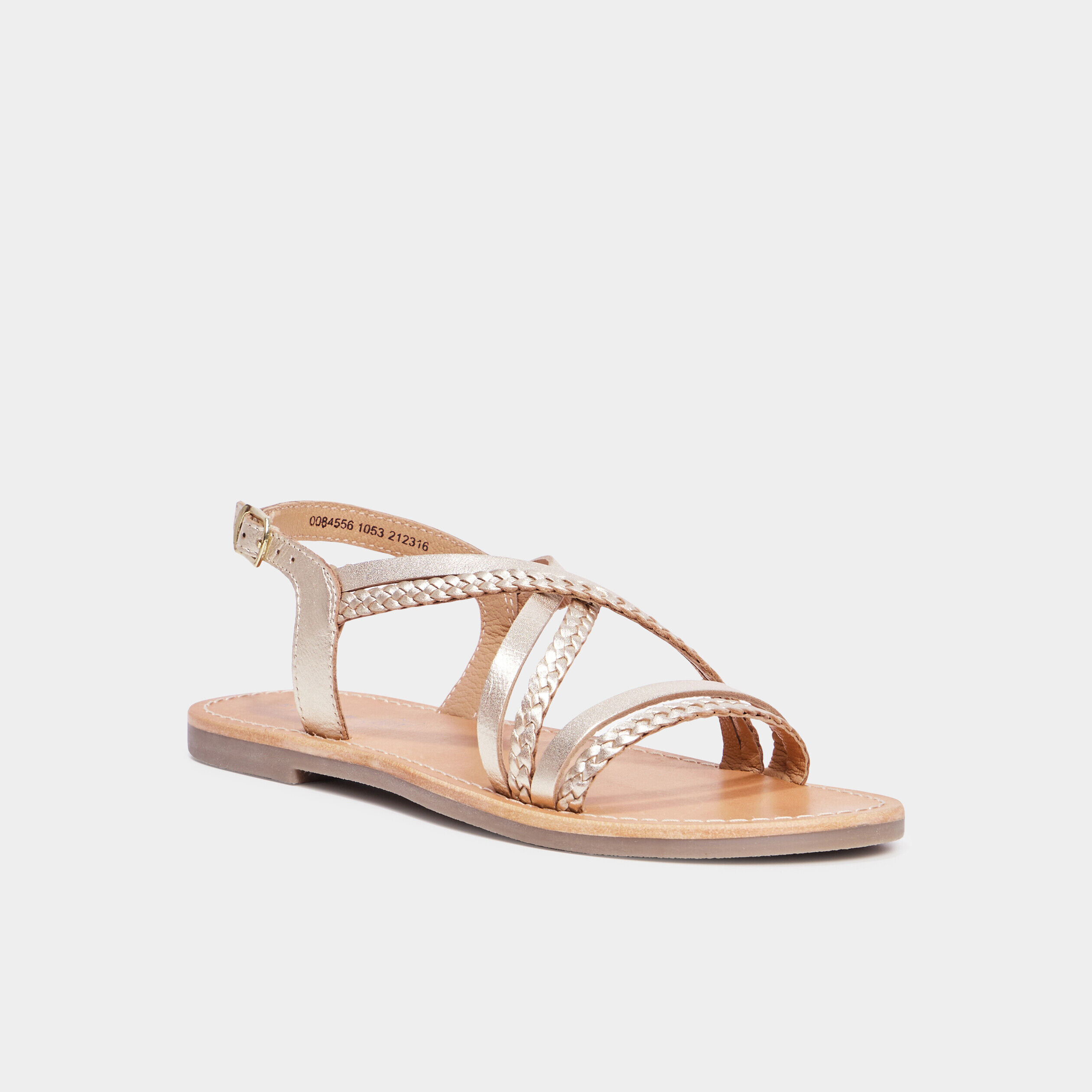 Sandales brides tressées en cuir Creeks jaune or fille CREEKS