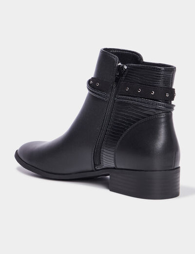 Bottines à talons plats détails cloutés noir femme