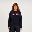 Sweat col rond logo oversize bleu fonc&eacute; femme