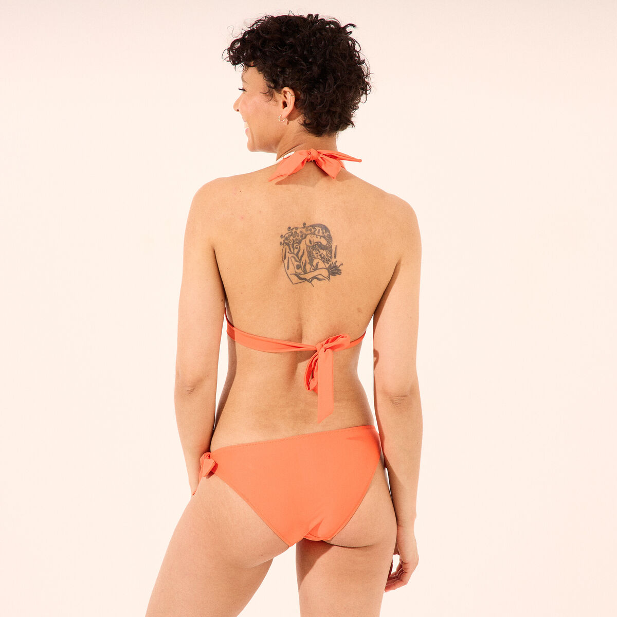 Haut de maillot de bain forme triangle orange femme