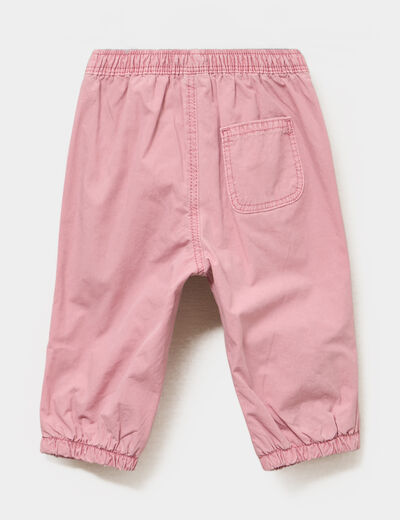Pantalon jogger doublage coton vieux rose b&eacute;b&eacute; fille