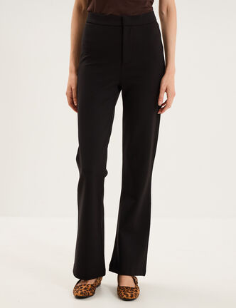 Pantalon flare stretch taille haute noir femme