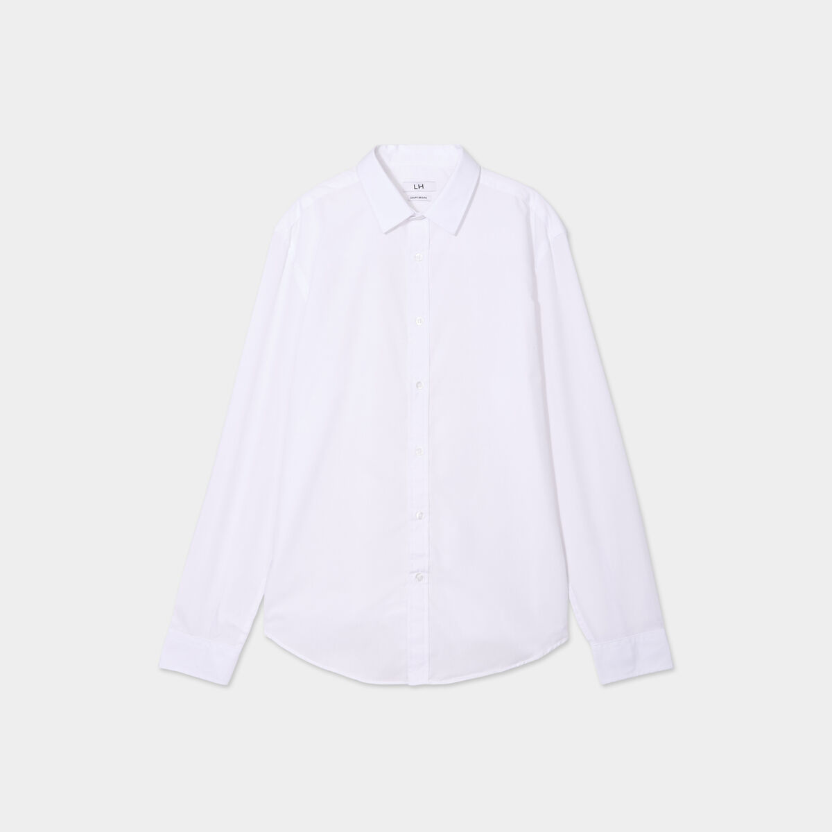 Chemise droite manches longues blanc homme