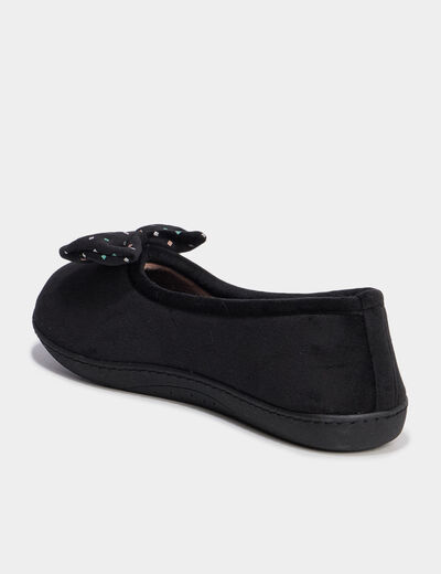 Chaussons ballerines effet velours vert anis femme