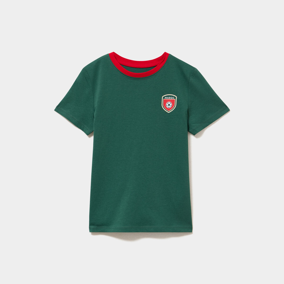 T-shirt maillot de football Maroc coton vert fille
