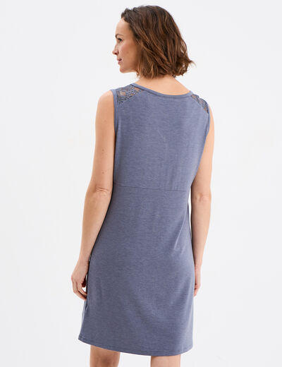 Chemise de nuit sans manches à dentelle bleu gris femme
