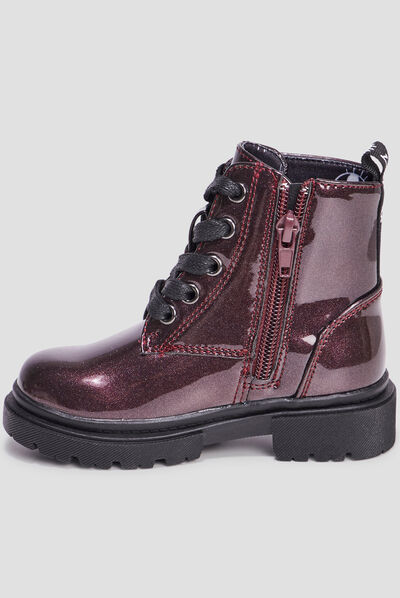 Bottines crantées zippées Liberto bordeaux fille