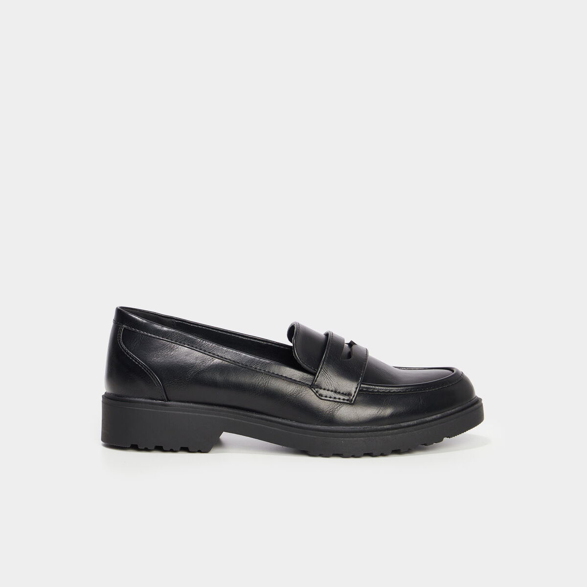 Mocassins semelle épaisse crantée noir femme