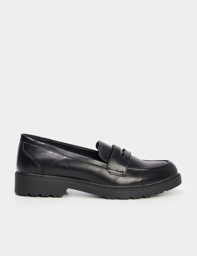 Mocassins semelle épaisse crantée noir femme
