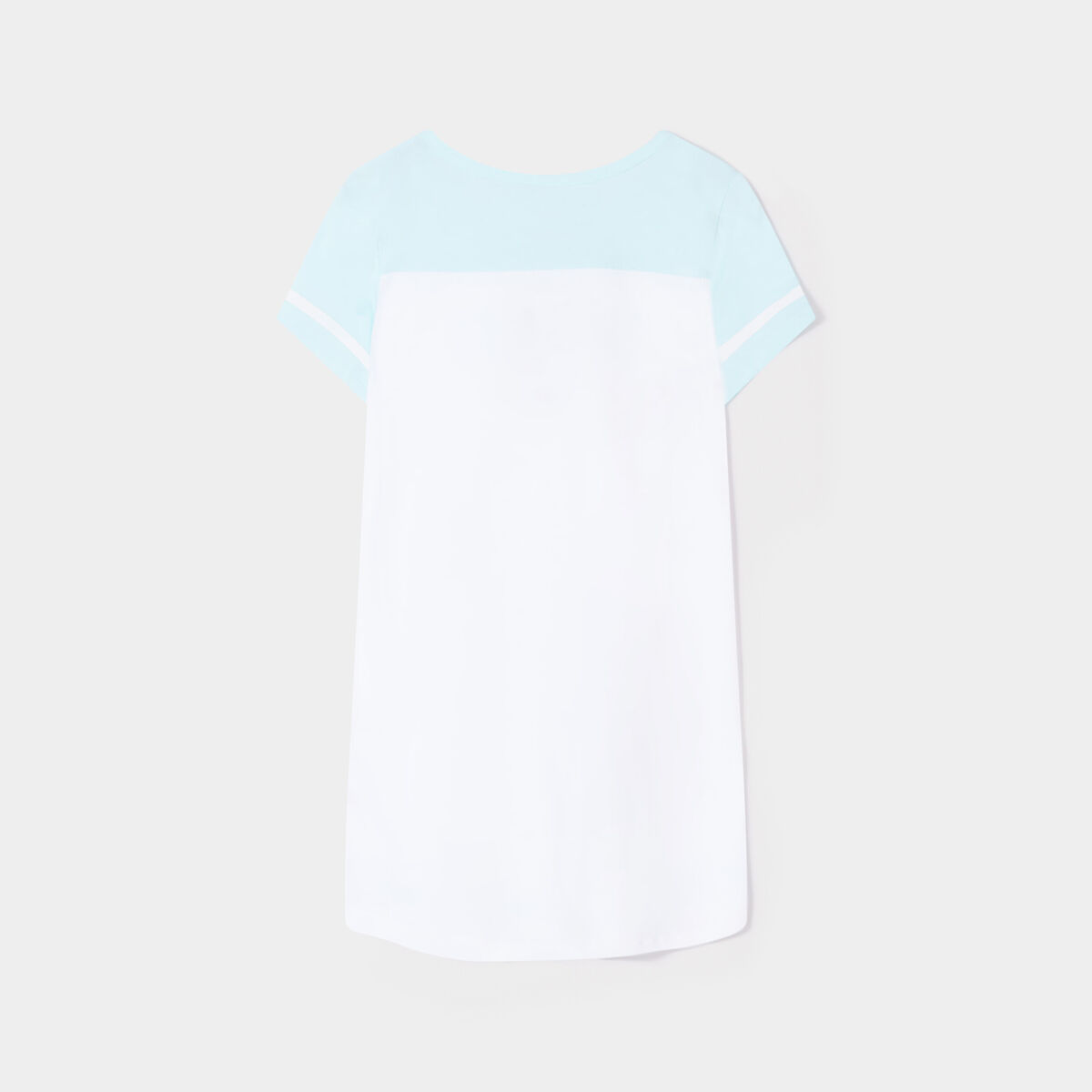 Chemise de nuit col en V coton bleu turquoise fille