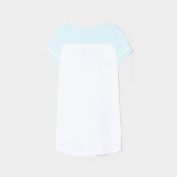chemise de nuit col en v coton bleu turquoise fille Chemise de nuit col en V coton bleu turquoise fille