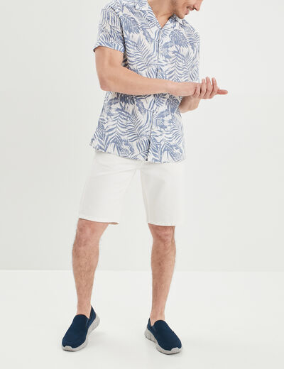 Chemise en coton manches courtes bleu homme