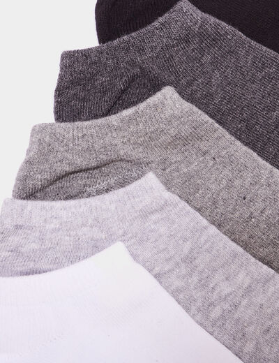 Lot 5 paires chaussettes invisibles gris mixte