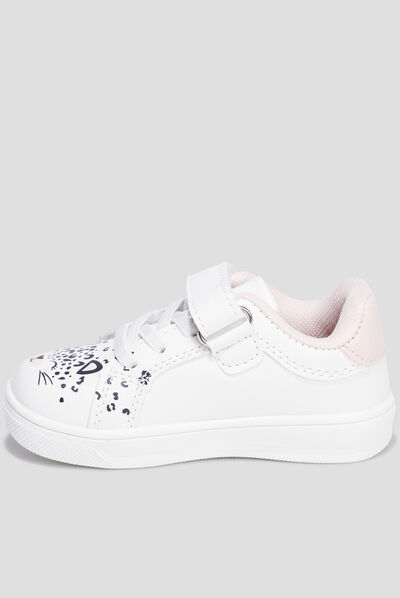 Tennis basses à scratchs blanc bébé fille