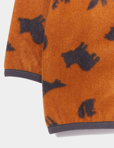 Gilet polaire zippé col montant marron cognac bébé garçon