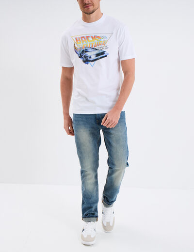 T-shirt coton Retour vers le futur blanc homme