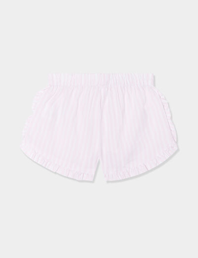 Short à volants et noeud coton Creeks rose clair bébé fille