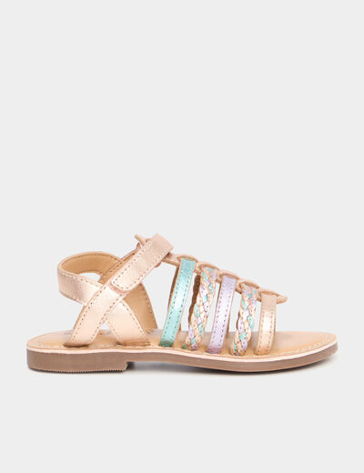 Sandales brides tressées en cuir multicolore fille
