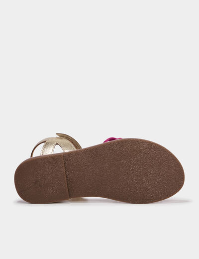 Sandales multibrides en cuir jaune or fille
