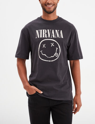 T-shirt manches courtes coton Nirvana gris foncé homme