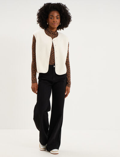 T-shirt col roul&eacute; manches longues camel femme