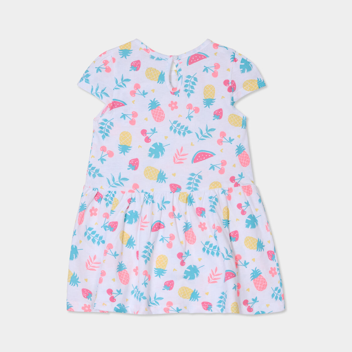 Robe manches courtes coton blanc b&eacute;b&eacute; fille