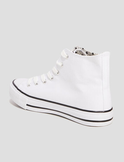 Baskets en toile montantes à lacets blanc femme