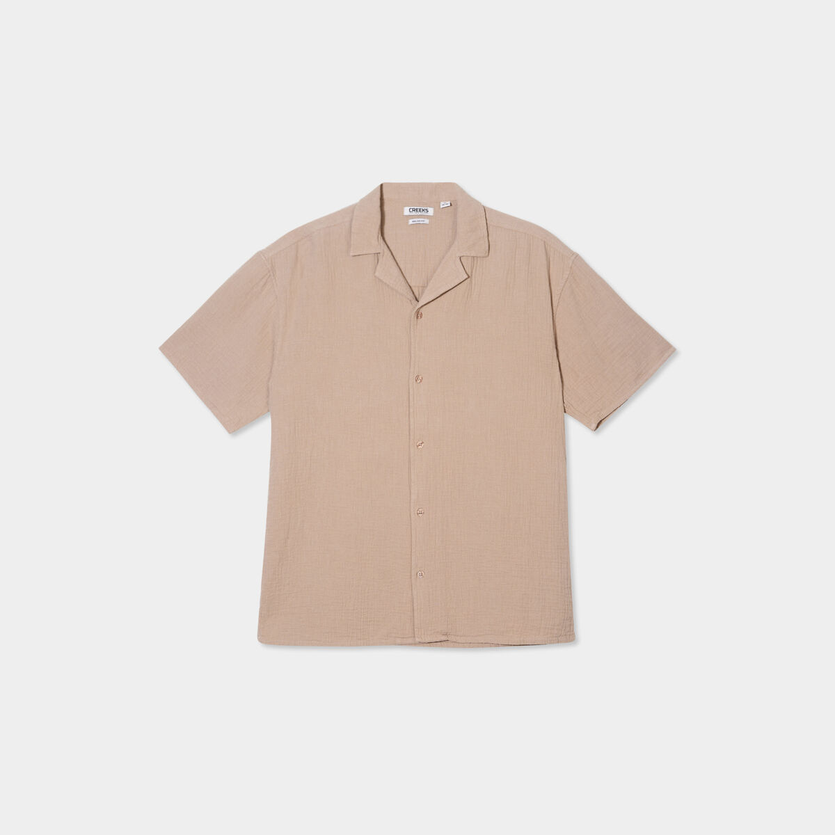 Chemise gaze de coton manches courtes taupe homme