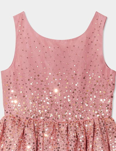Robe sans manches à sequins effet tulle vieux rose fille