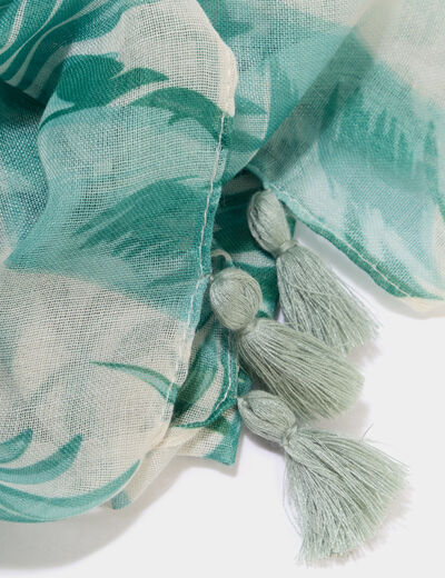 Foulard &agrave; pampilles vert femme