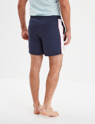 Short de bain droit à nouer bleu marine homme