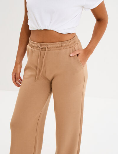 Pantalon de jogging large élastiqué taupe femme