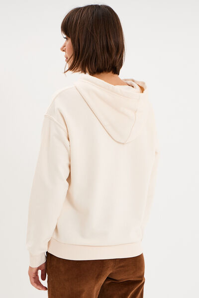 Sweat hoodie 1 poche &agrave; capuche beige femme