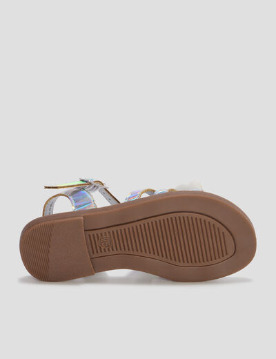 Sandales holographiques gris argent fille