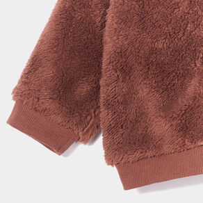 Gilet fausse fourrure zippé à capuche marron foncé bébé garçon