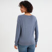 Gilet col en V boutonné bleu gris femme