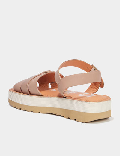 Sandales plateformes en cuir Kickers sable femme