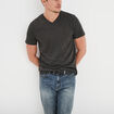 T-shirt droit col V gris foncé homme