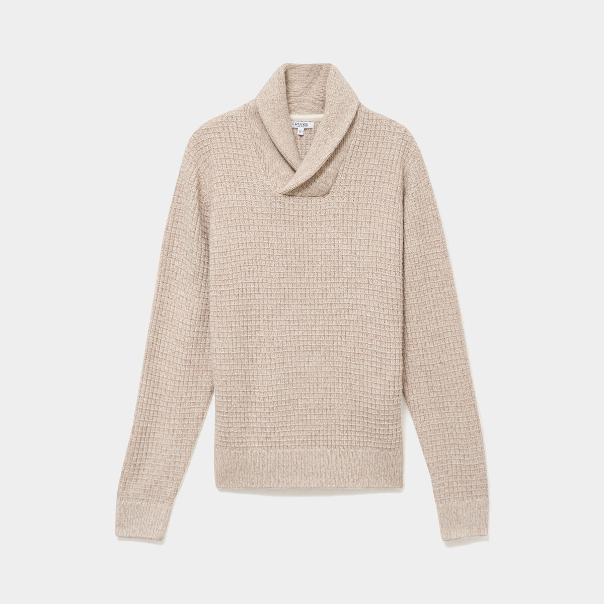 Pull col ch&acirc;le manches longues ecru homme