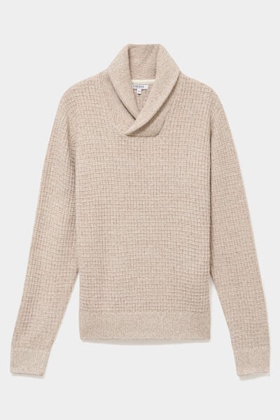 Pull col ch&acirc;le manches longues ecru homme