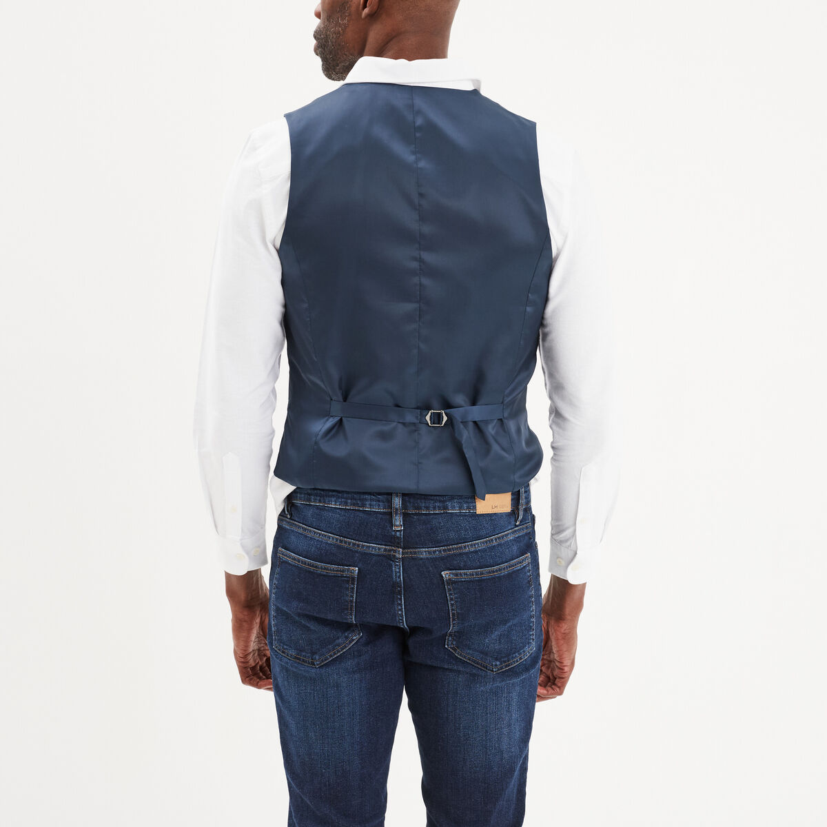 Gilet de costume droit boutonné bleu marine homme