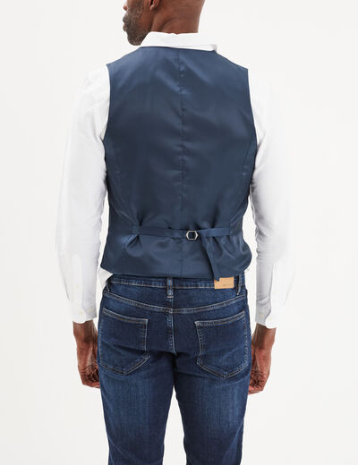 Gilet de costume droit boutonné bleu marine homme